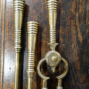 Georgian full length polished brass fire irons