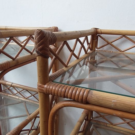 Pair of vintage 60s 70s  bamboo bedside tables