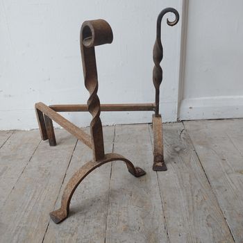 Antique iron fire dogs