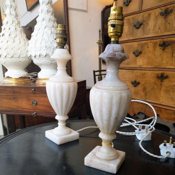 Antique Italian carved alabaster lamps