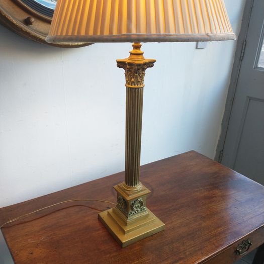 Antique large column table lamp