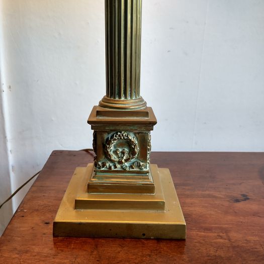 Antique large column table lamp