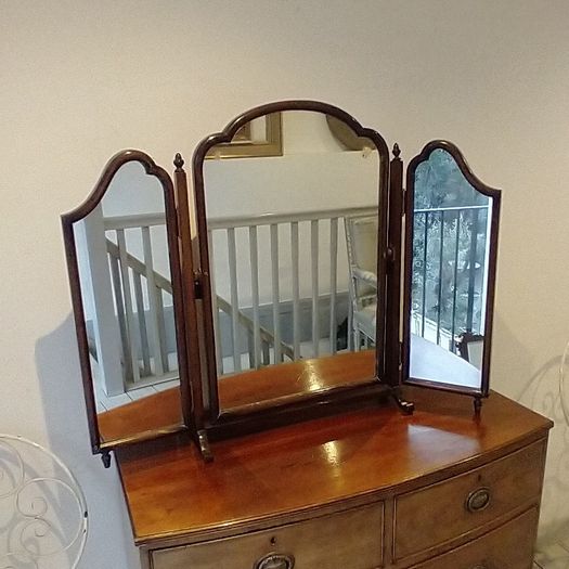 Early C20th tryptic dressing mirror