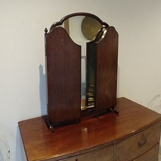 Early C20th tryptic dressing mirror