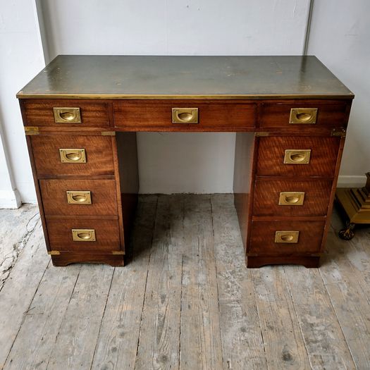 Vintage campaign style pedestal desk