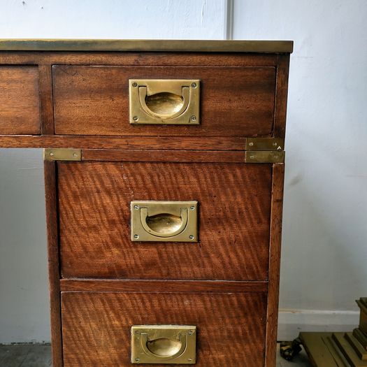 Vintage campaign style pedestal desk