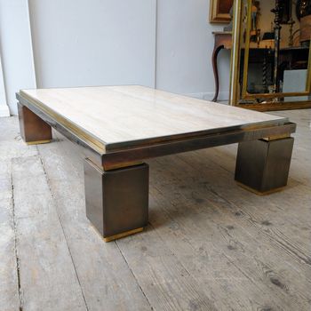 Large vintage 70s travertine coffee table