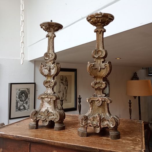 C18th carved altar sticks