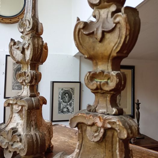 C18th carved altar sticks