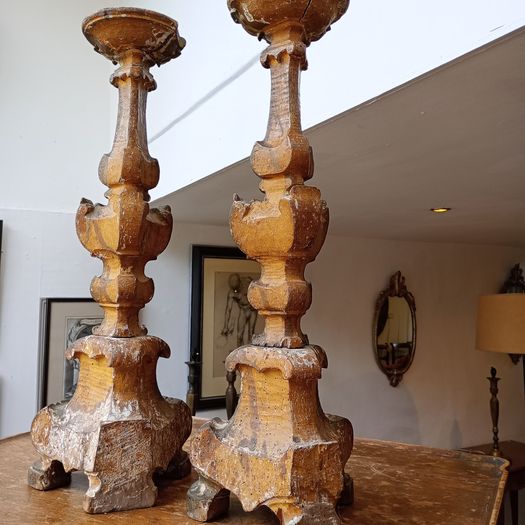 C18th carved altar sticks