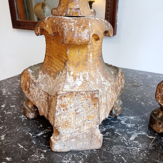 C18th carved wood altar sticks