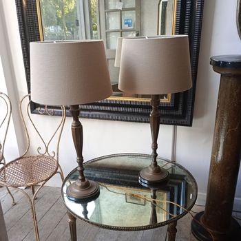 Pair large bronzed lamps