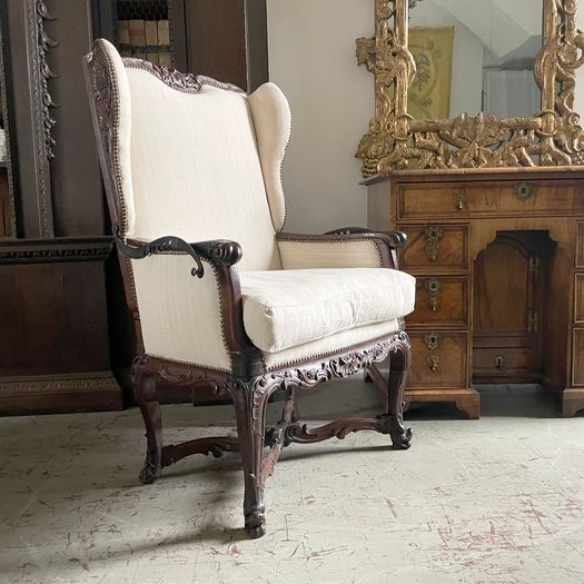 A Rare 18th C French Ratchet Adjustable Wing Chair