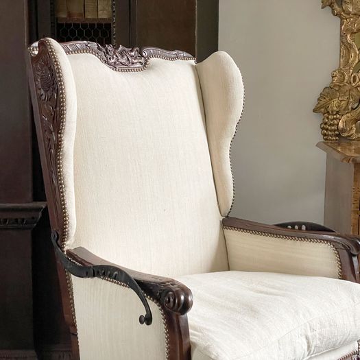 A Rare 18th C French Ratchet Adjustable Wing Chair
