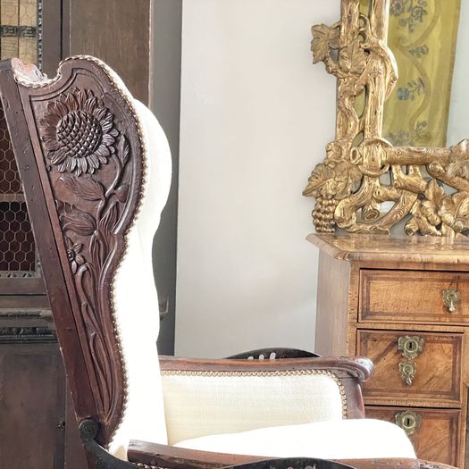 A Rare 18th C French Ratchet Adjustable Wing Chair