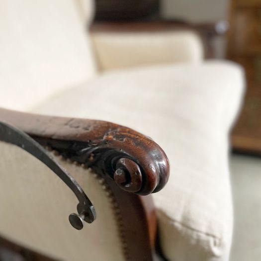 A Rare 18th C French Ratchet Adjustable Wing Chair