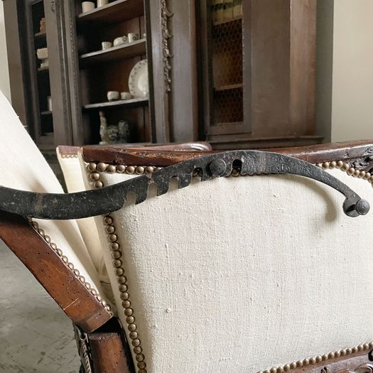 A Rare 18th C French Ratchet Adjustable Wing Chair