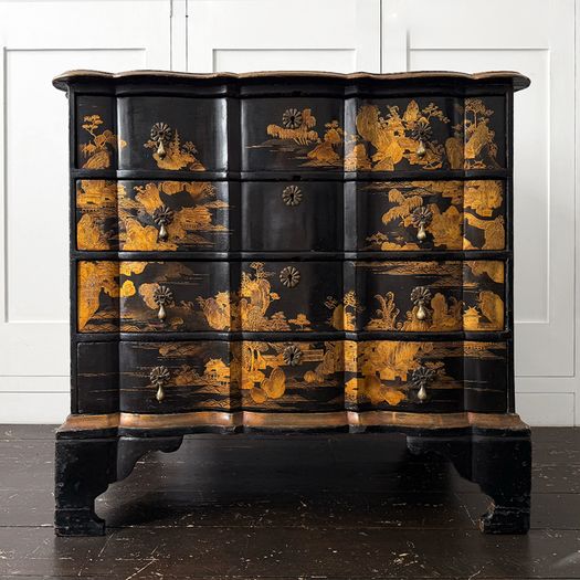 An 18th C Dutch Japanned Chinoiserie Chest