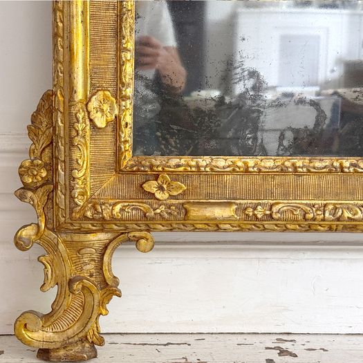 An 18th C Italian Piedmont Carved Giltwood Mirror