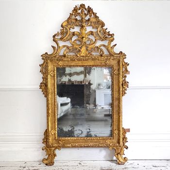 An 18th C Italian Piedmont Carved Giltwood Mirror