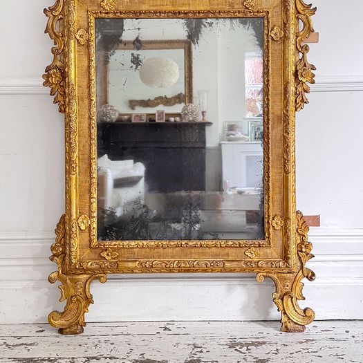 An 18th C Italian Piedmont Carved Giltwood Mirror