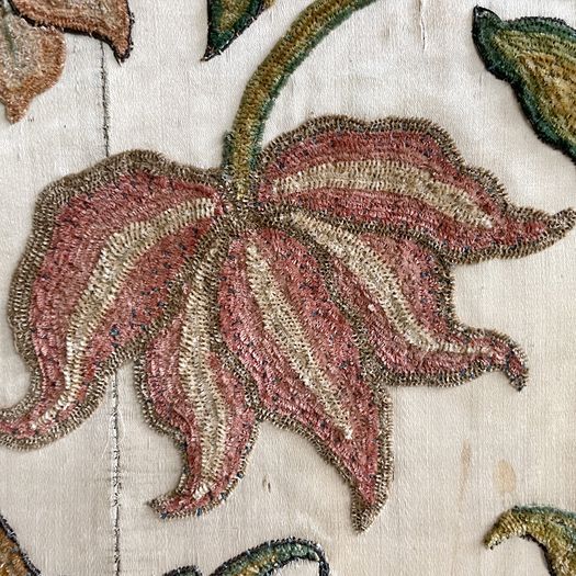 An 18th C Italian Framed Crewelwork Embroidered Panel with Crown & Monogram