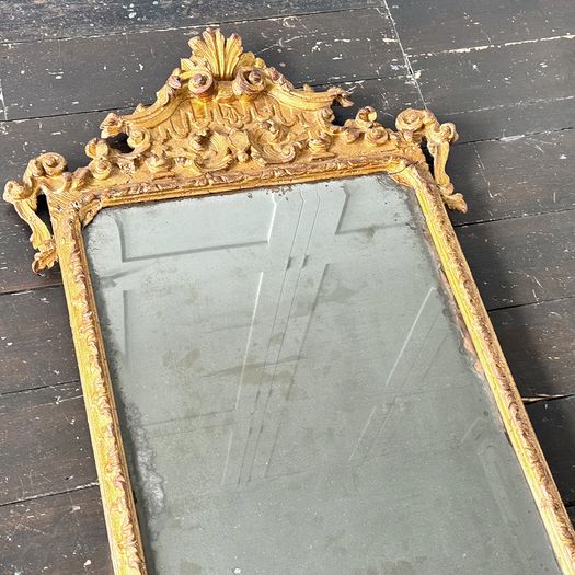 A Pair of Very Fine 18th Century Italian Giltwood Mirrors with Original Mercury Plates