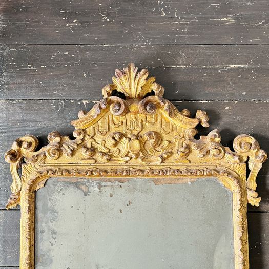 A Pair of Very Fine 18th Century Italian Giltwood Mirrors with Original Mercury Plates