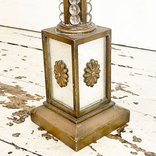 A 1950's French Column Table Light with Glass Beaded Stem