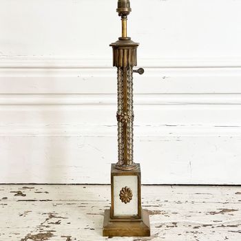 A 1950's French Column Table Light with Glass Beaded Stem