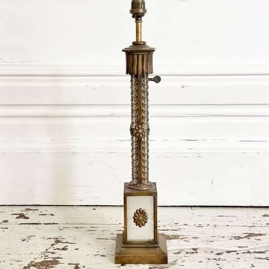 A 1950's French Column Table Light with Glass Beaded Stem