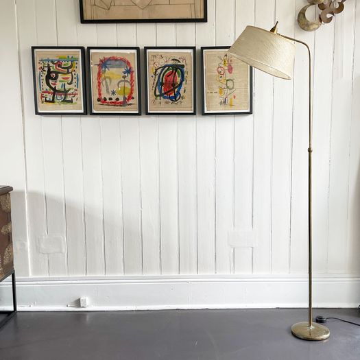 A 1950's French Adjustable Standing Lamp with Original Shade