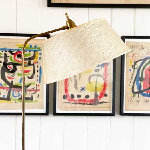 A 1950's French Adjustable Standing Lamp with Original Shade