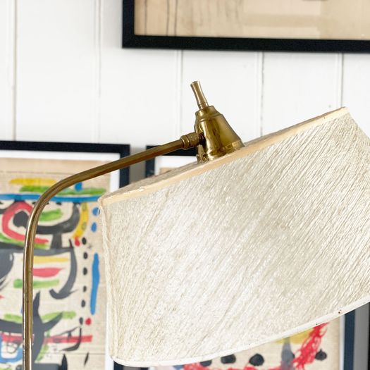 A 1950's French Adjustable Standing Lamp with Original Shade