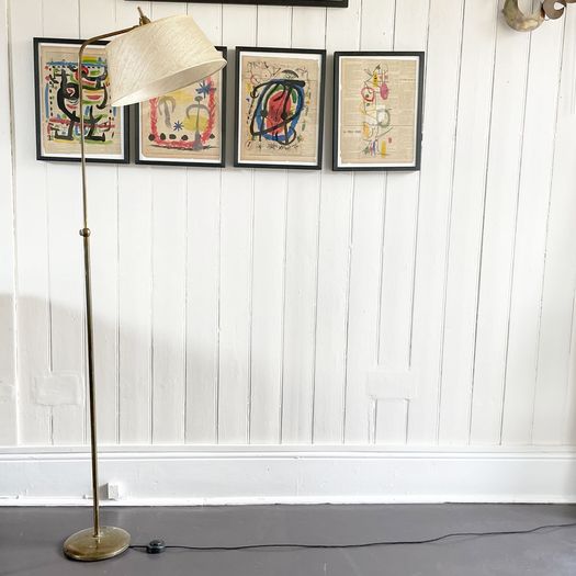 A 1950's French Adjustable Standing Lamp with Original Shade