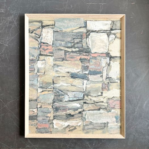 A 1950's Abstract Mixed Media Painting by Jean-Pierre Villeneuve