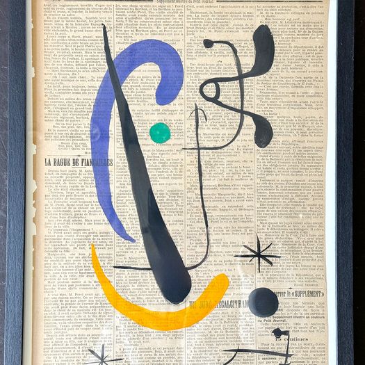 A 1950's French Abstract on Newspaper by Pierre Ferandi I