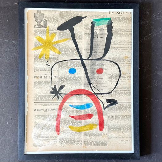 A 1950's French Abstract on Newspaper by Pierre Ferandi II