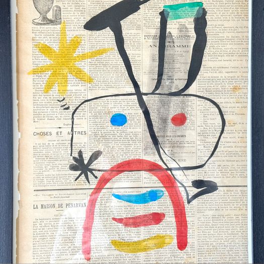 A 1950's French Abstract on Newspaper by Pierre Ferandi II