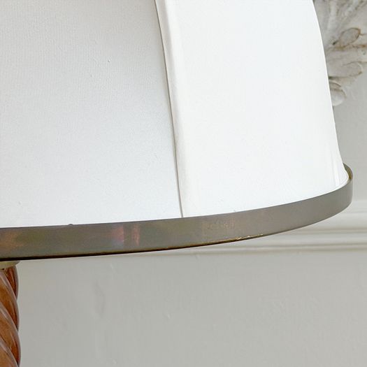 A Large Brass Table Lamp with Pink Plexiglass Stem by Ferdinando Loffredo