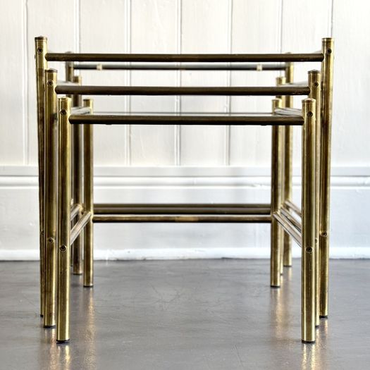 A 1970's Italian Brass Nest of Tables