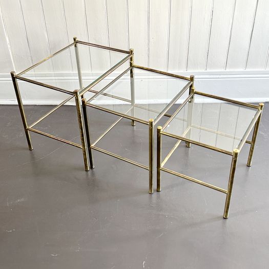 A 1970's Italian Brass Nest of Tables