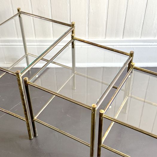 A 1970's Italian Brass Nest of Tables