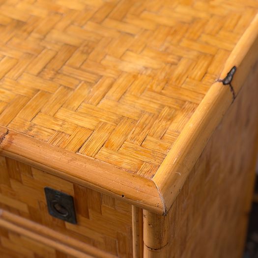 A 1960's Italian Woven Bamboo Chest of Drawers with Brass Handles