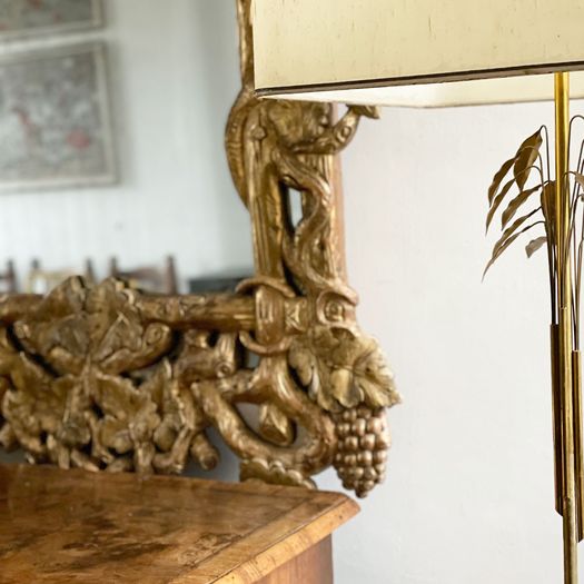 A 1970's French Brass Standing Lamp with Delicate Gold Leaves