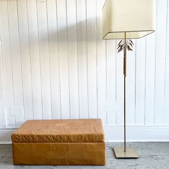 A 1970's French Brass Standing Lamp with Delicate Gold Leaves