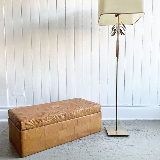 A 1970's French Brass Standing Lamp with Delicate Gold Leaves