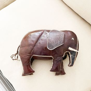 A Charming 1970's French Brown Leather Elephant