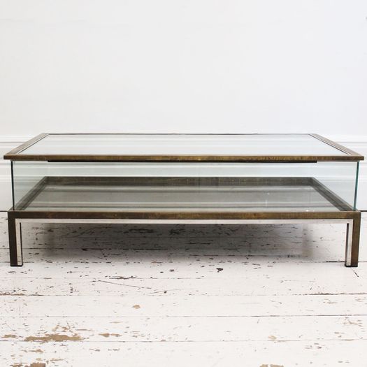 A 1950's Brass, Chrome & Glass Italian Console with Sliding Top