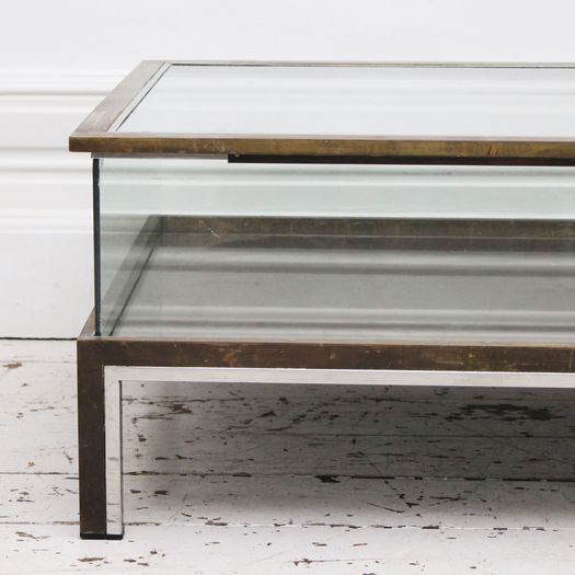 A 1950's Brass, Chrome & Glass Italian Console with Sliding Top